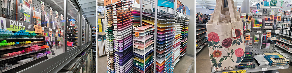 inside views of products at the Art Materials retail store