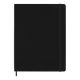 black hardcover notebook with black bookmark and elastic closure