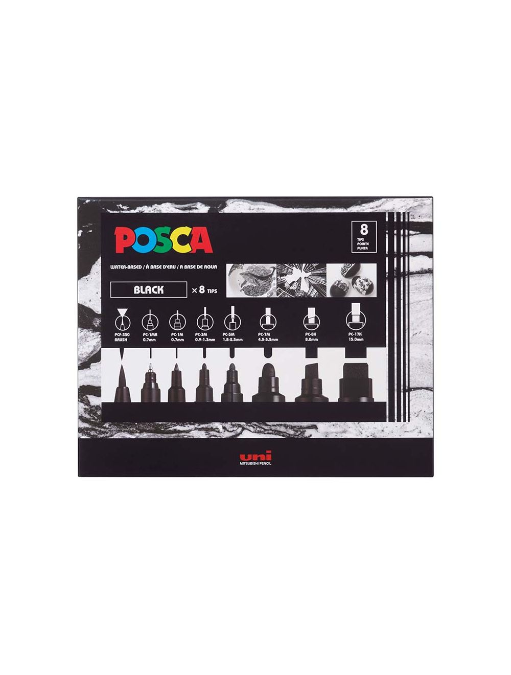 Posca Paint Marker Set of 8 All Black Free Shipping