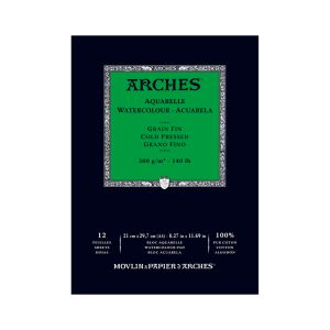 High quality cold press watercolor block sized 9 by 12 inches