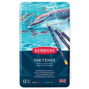 Derwent Inktense Colored Pencils Set of 12 Tin