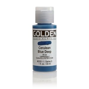 Golden Fluid Acrylic Cerulean Blue Deep 1oz ⚠️