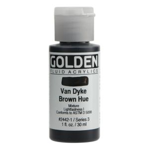 Golden Fluid Acrylic Van Dyke Brown Hue 1oz ⚠️