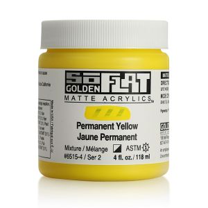 Golden SoFlat Matte Acrylic 4oz Permanent Yellow S2