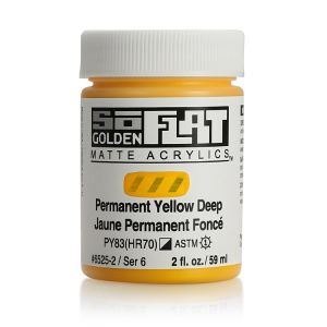 Golden SoFlat Matte Acrylic 2oz Permanent Yellow Deep S6