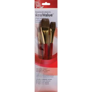 Princeton Brush Camel Flat Wash Value 3 Pack