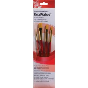 Princeton Brush Gold Taklon Round Shader Angle 4 Pack