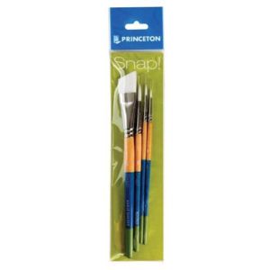 Princeton Snap! Brush White Taklon Set #3 4 Pack Short Handle