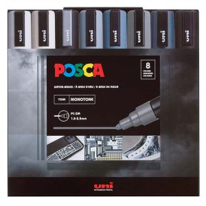 Posca Paint Marker Set PC-5M 8 Mono Tone Colors