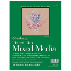 Strathmore Toned Mixed Media Paper Pad 400 Series 9x12 Tan 