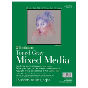 Strathmore Toned Mixed Media Paper Pad 400 Series 11x14 Gray 