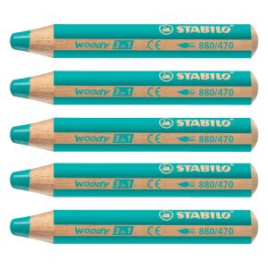 Stabilo Woody Pencil Turquoise 5 Pack